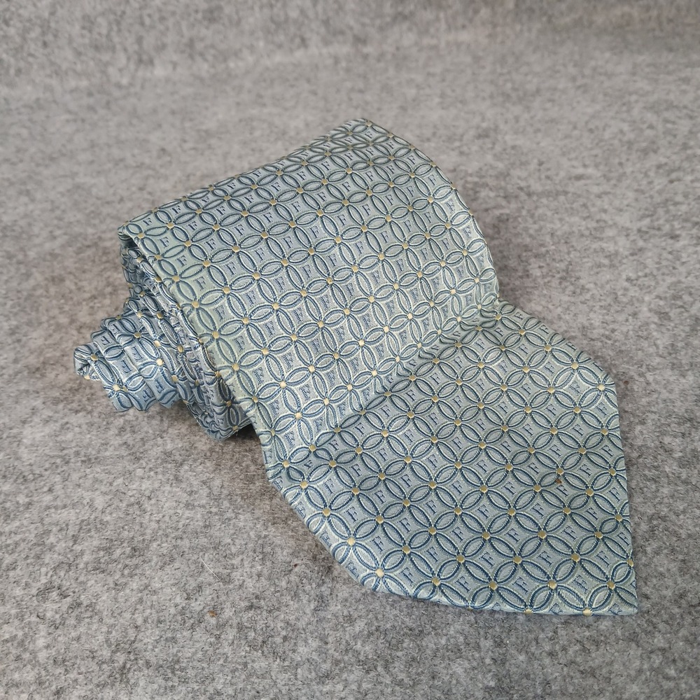 Gianfranco Ferre Necktie Mens OS Blue Silk Geometric Logo Made in Italy
